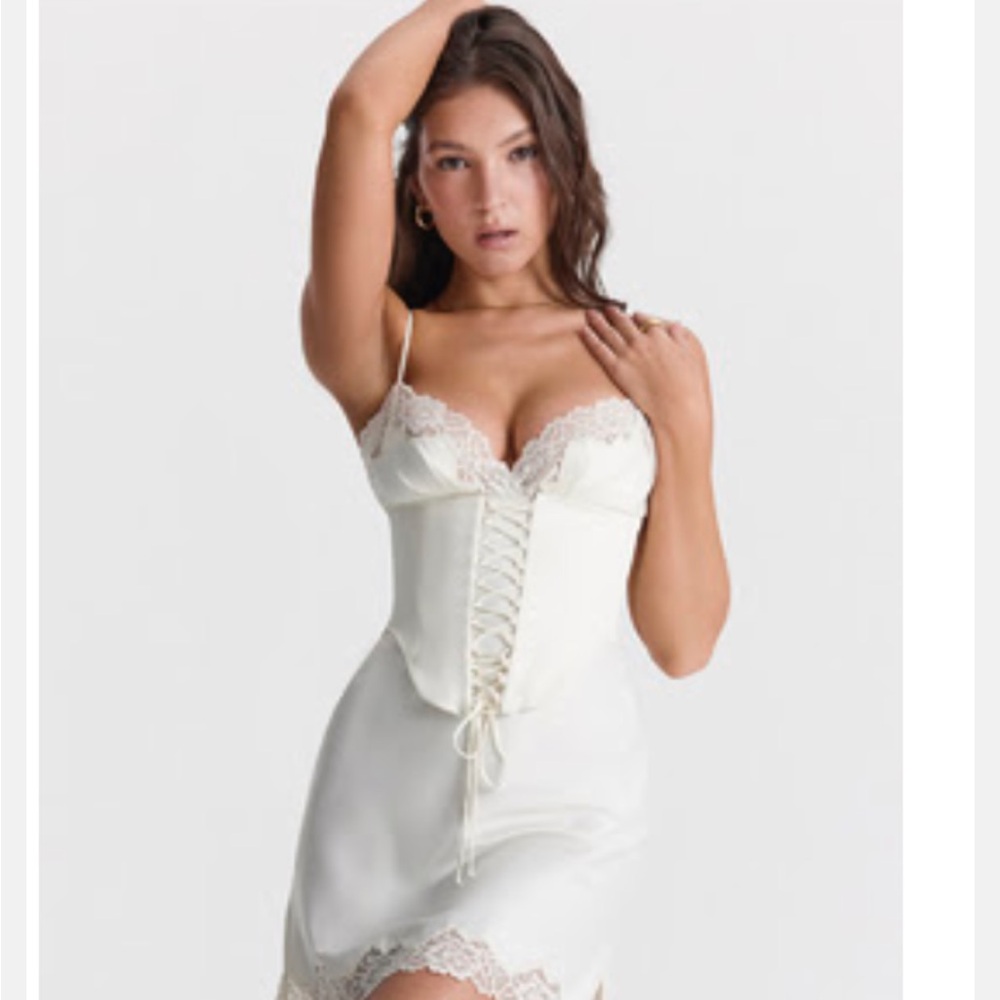 Soraya ivory satin slip on dress